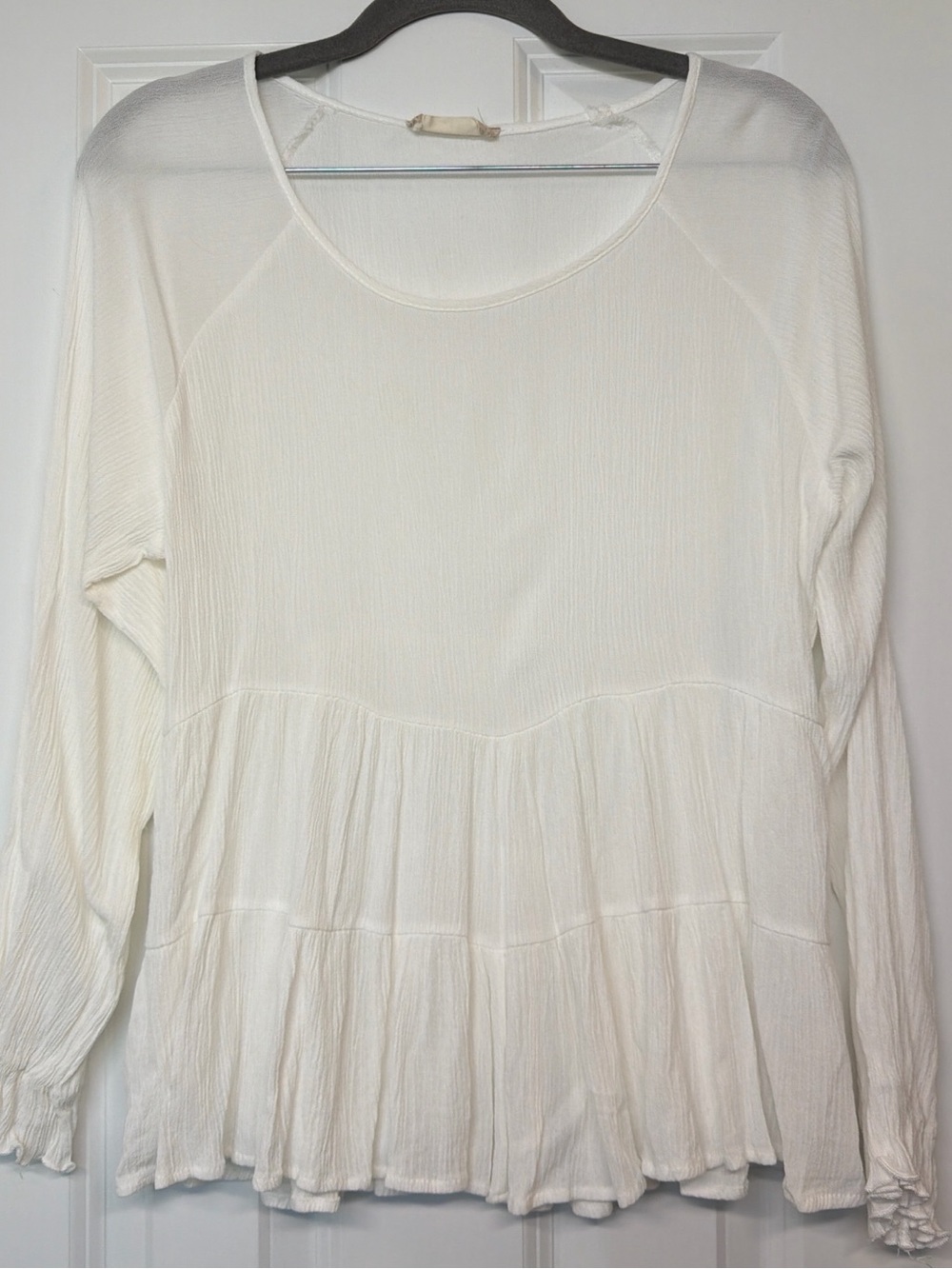 Altar'd State Cream Long-Sleeve Peplum Top
